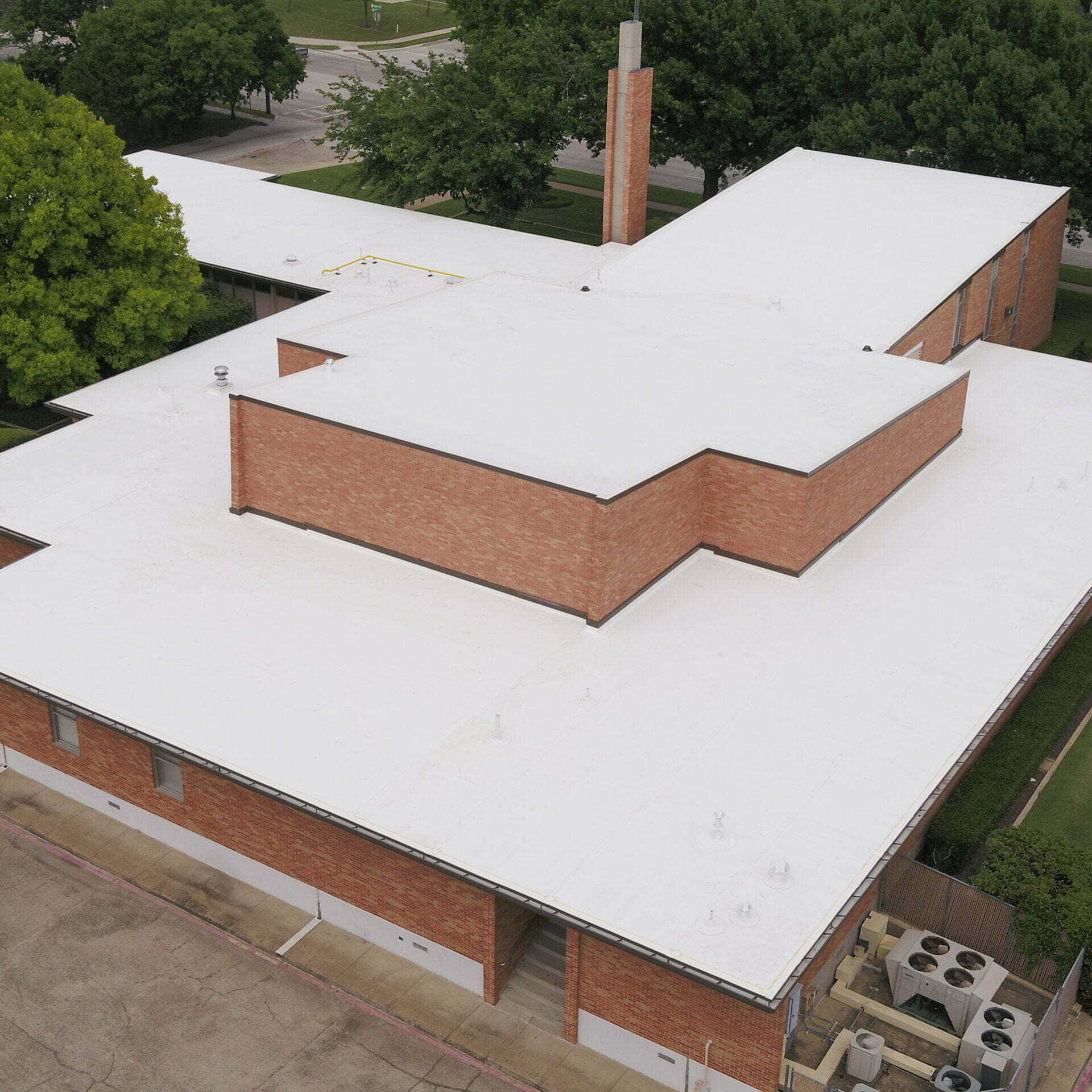 Image shot at Church of Latter Day Saints, Completed Drone Pictures, Grand Prairie, Texas, May 14, 2021, Jeffrey Parr/Supreme Roofing
