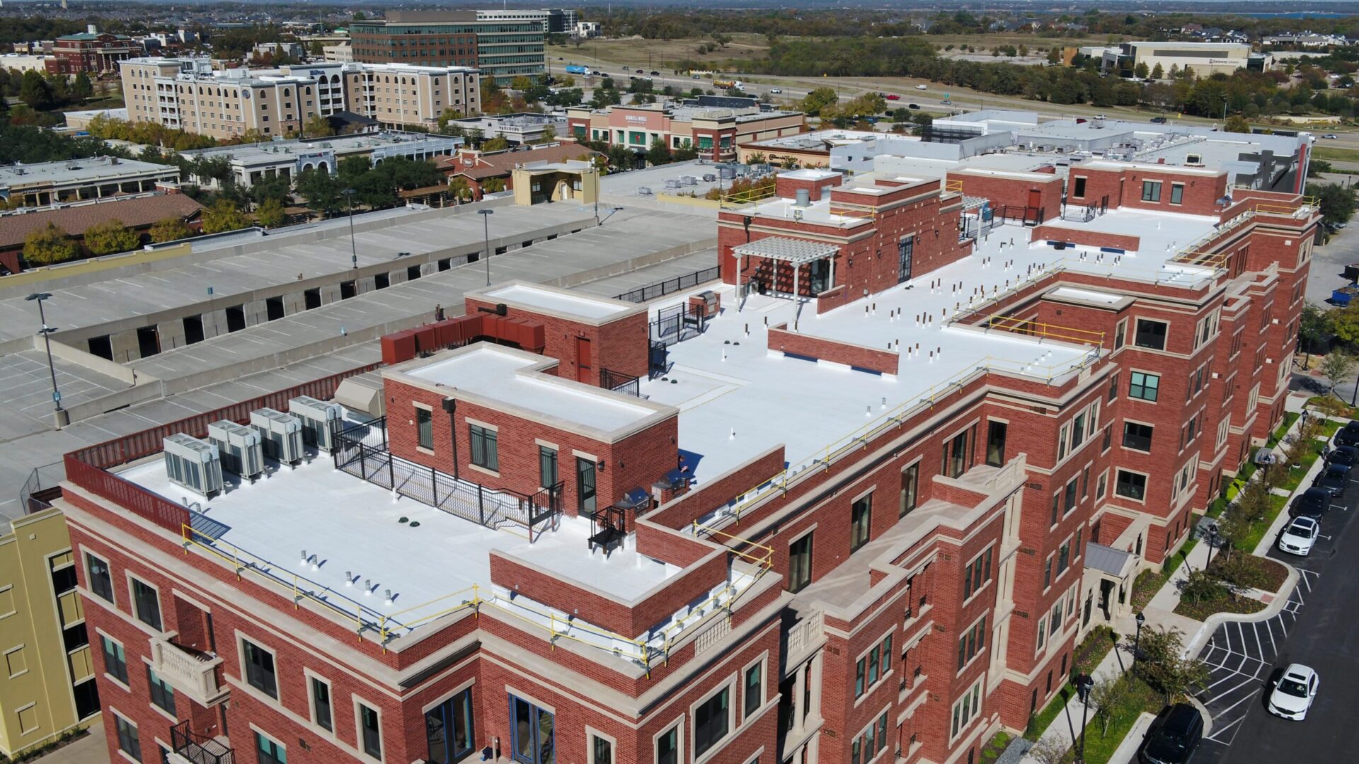 New white commercial roof.