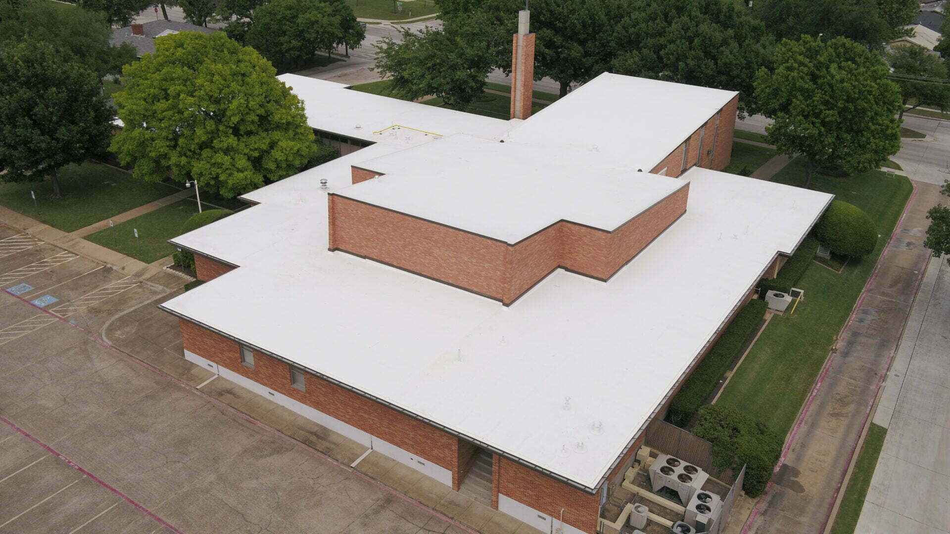 New white commercial roof.