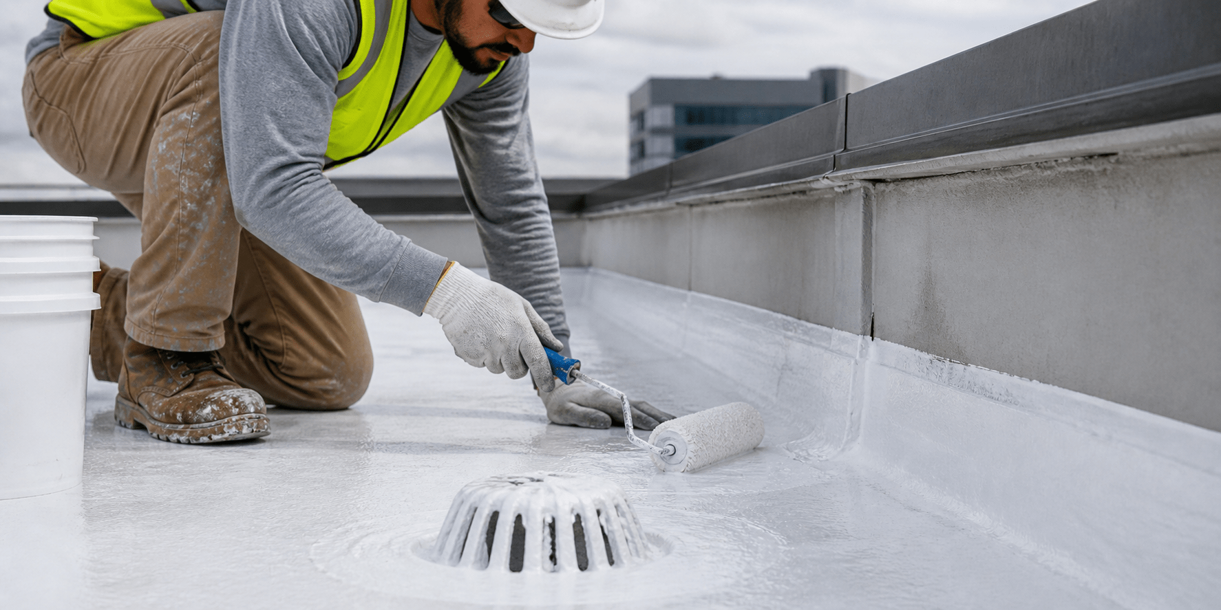 Commercial roof waterproofing detail application