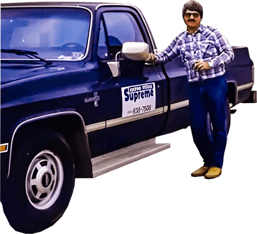 Vintage photo of Supreme Roofing’s founder Tim Rainey.